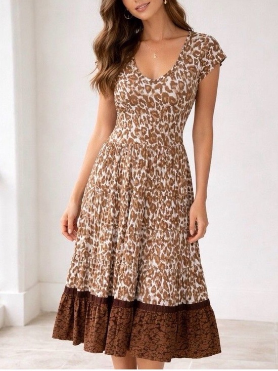 Soft Surroundings Dresses & Skirts - Soft Surroundings Kara Leopard-Print Midi Dress sz L